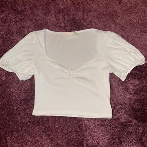 American Threads Cropped White Top